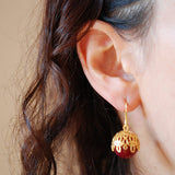 Red Agat Ball Earrings