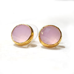 Pink Quartz Stud Earrings