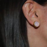 Pink Quartz Stud Earrings