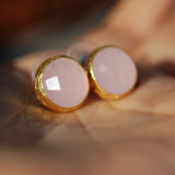 Pink Quartz Stud Earrings