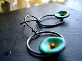 Enamel Earrings Poppy on Dainty Circle Earrings