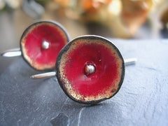 Red Hot Poppy Hook Earrings