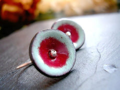 Turquoise & Coral Poppy Hook Earrings