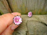 Enamel Sakura Stud Earrings