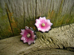 Enamel Sakura Stud Earrings