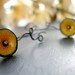 Mustard Yellow Earrings Enamel Jewelry Swirly Stem Poppy Earrings