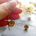 Mustard Yellow Earrings Enamel Jewelry Swirly Stem Poppy Earrings