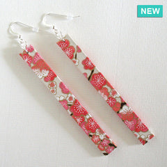 Pink Blossoms Long Paper Earrings
