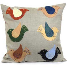 Freckled Birds Folk Art Pillow