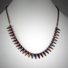 Multi Color Metallic Glass Spike Bead Necklace