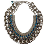 Bib Rhinestone & Chain Statement Necklace