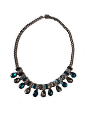Turquoise Rhinestone & Silver Necklace