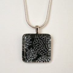 Black and Silver Square Glass Pendant