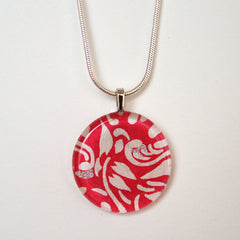 Pink Swirls Round Glass Pendant