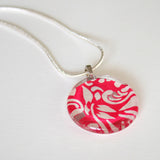 Pink Swirls Round Glass Pendant