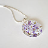 Purple Floral Round Glass Pendant