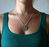 Black and Silver Square Glass Pendant