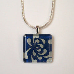 Navy Square Glass Pendant