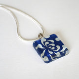 Navy Square Glass Pendant