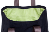 Pocket Tote Wool-Navy Plaid, Green Lining