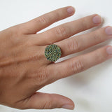 Blue Green Stripes Paper Adjustable Ring