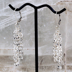 Silver Ring Chain Dangle Earrings