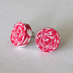 Pink Paper Stud Earrings