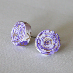 Purple Paper Stud Earrings