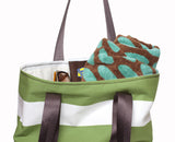 Green Stripes Tall Beach Tote Bag