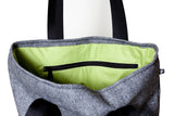 Herringbone Wool Tall Tote Bag, Green Lining