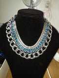 Bib Rhinestone & Chain Statement Necklace
